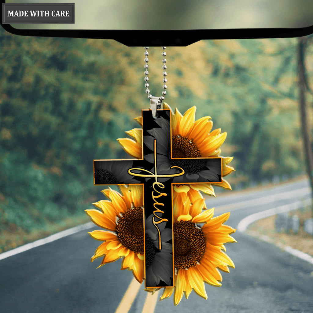 Jesus Cross Sunflower Ornament