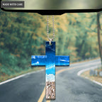 Large Beach Scene Cross Car Hanging Ornament