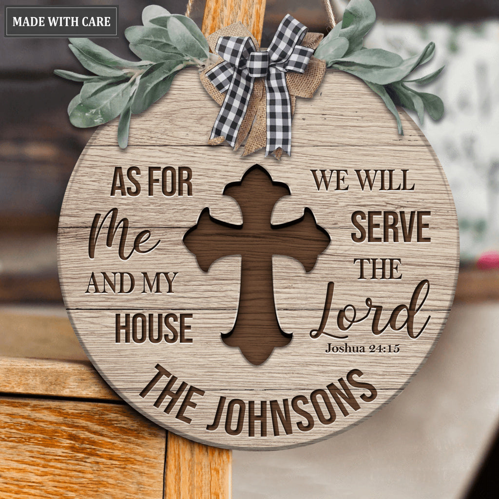 Personalized We Will Serve The Lord Wood Circle Sign