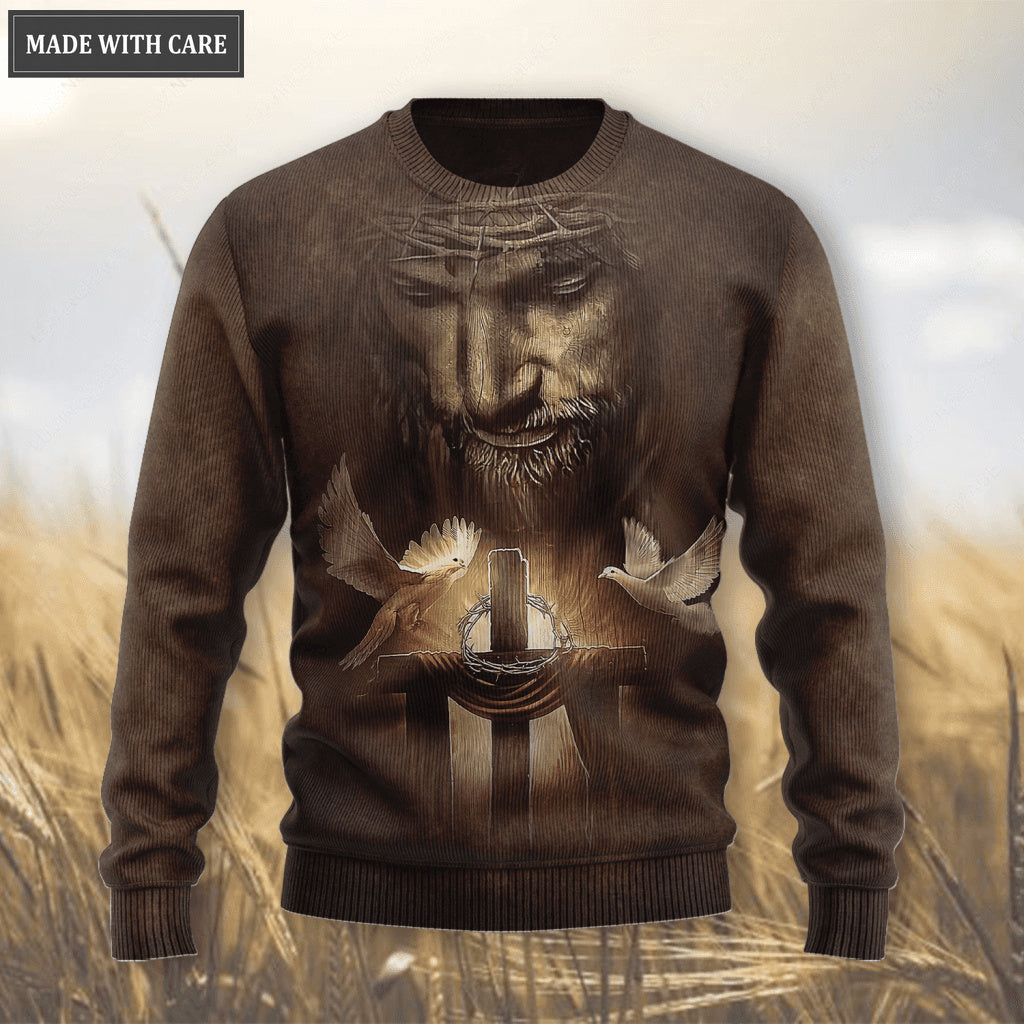 Christ Jesus Dove Cross Walk By Faith Not By Sight Wool Sweatshirt