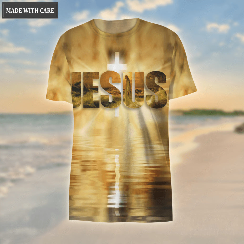 Christ Jesus On Cross On Beach Way Maker Miracle Worker Hoodie