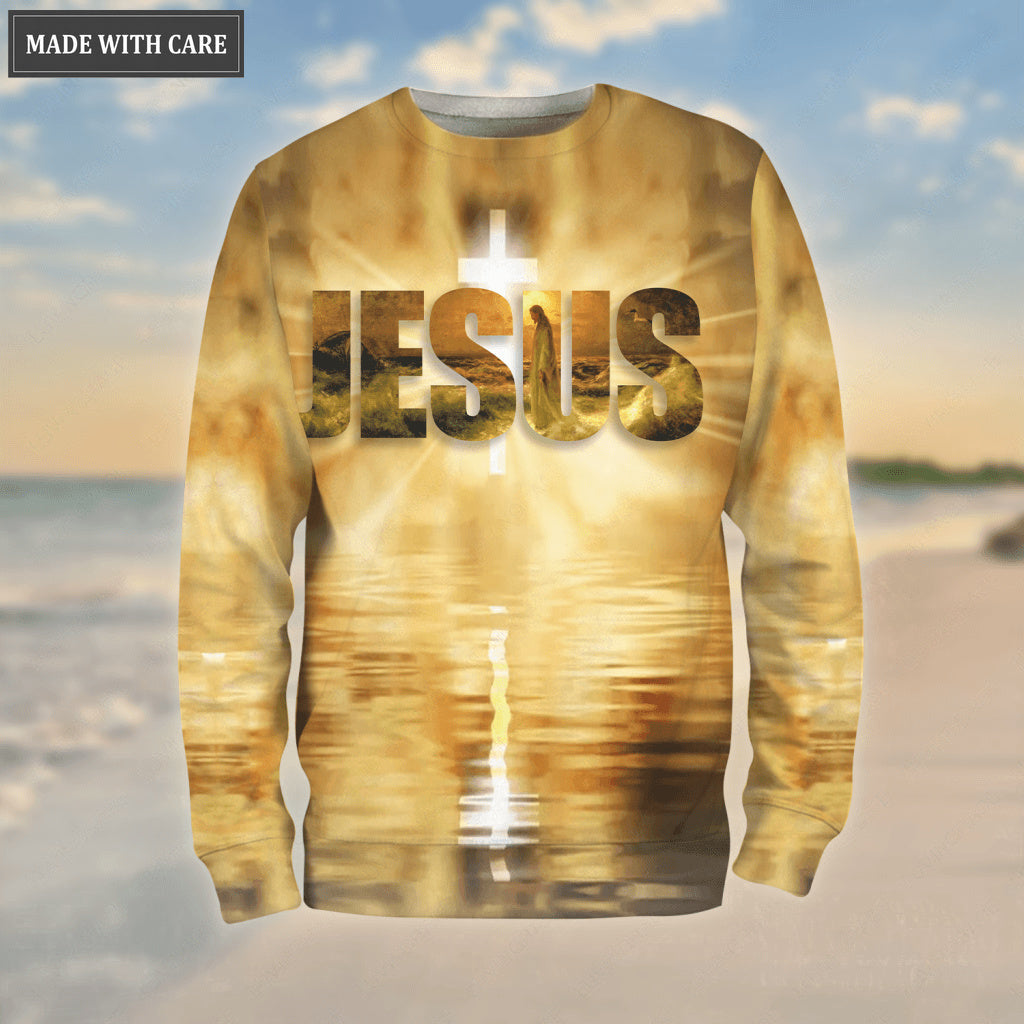 Christ Jesus On Cross On Beach Way Maker Miracle Worker Hoodie