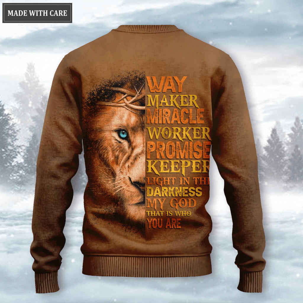Cross Lion Crown Way Maker Miracle Worker Wool Sweatshirt