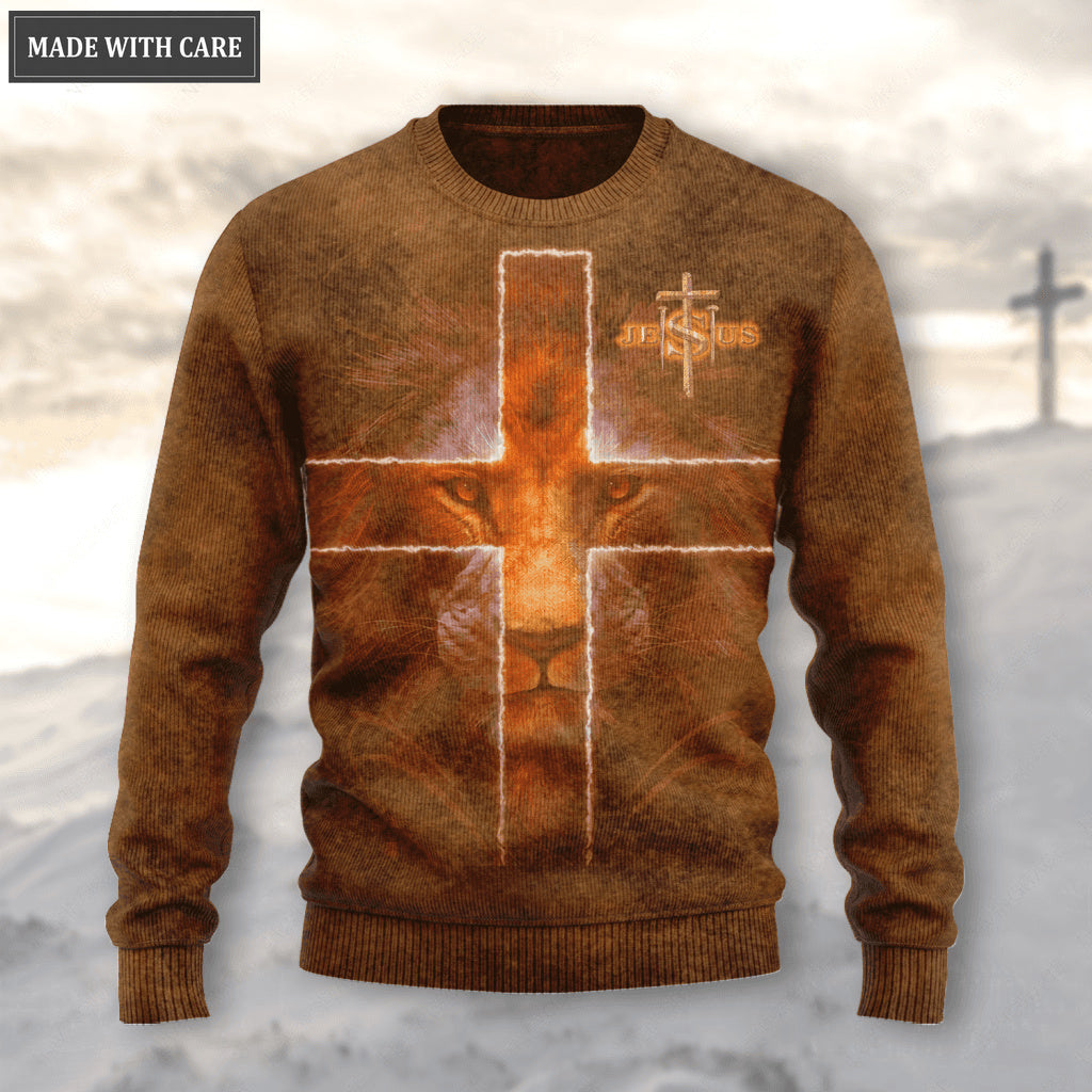 Jesus Cross Lion Let Your Faith Be Bigger Than Your Fear Wool Sweatshirt