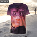 Sunset Cross Lion Let Your Faith Be Bigger Than Your Fear Hoodie