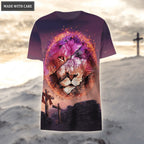 Sunset Cross Lion Let Your Faith Be Bigger Than Your Fear Hoodie