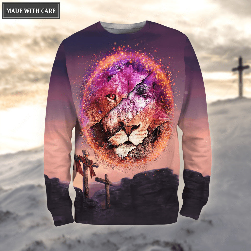 Sunset Cross Lion Let Your Faith Be Bigger Than Your Fear Hoodie