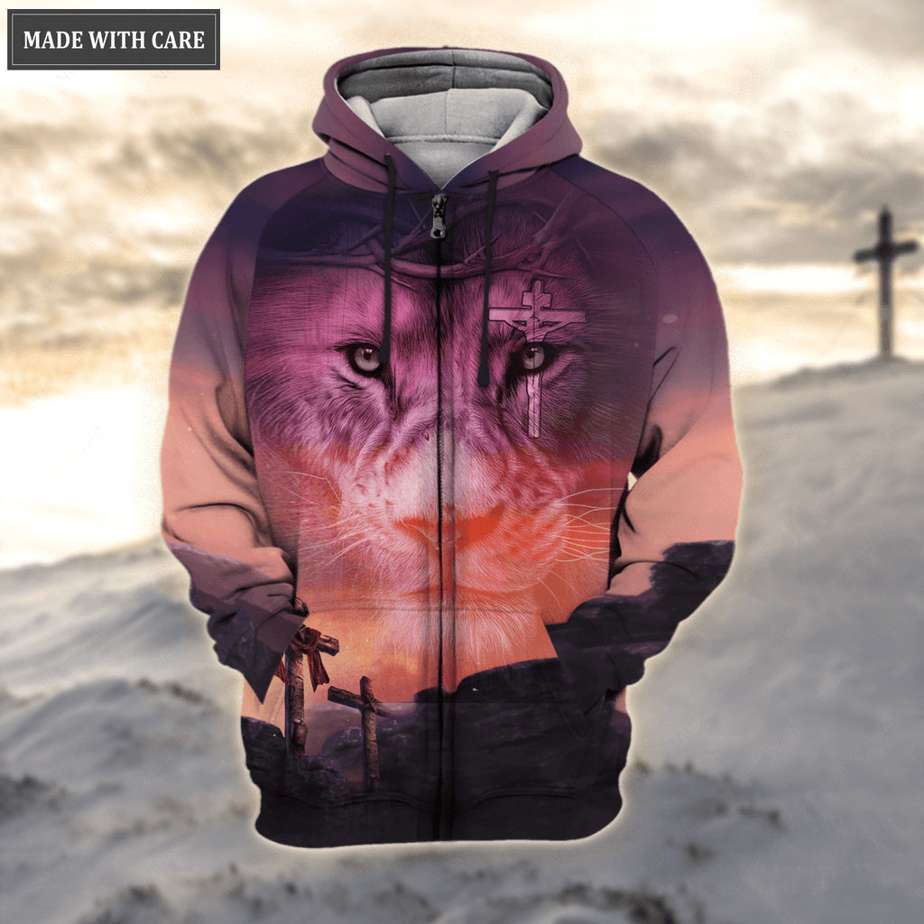 Sunset Cross Lion Let Your Faith Be Bigger Than Your Fear Hoodie