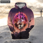 Sunset Cross Lion Let Your Faith Be Bigger Than Your Fear Hoodie
