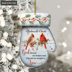 Personalized Couple Cardinal God Blessed The Broken Road Gloves Ornament