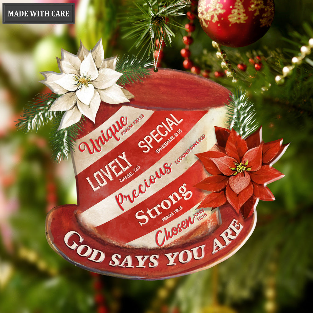 Red And White Snowman Hat God Says You Are Ornament