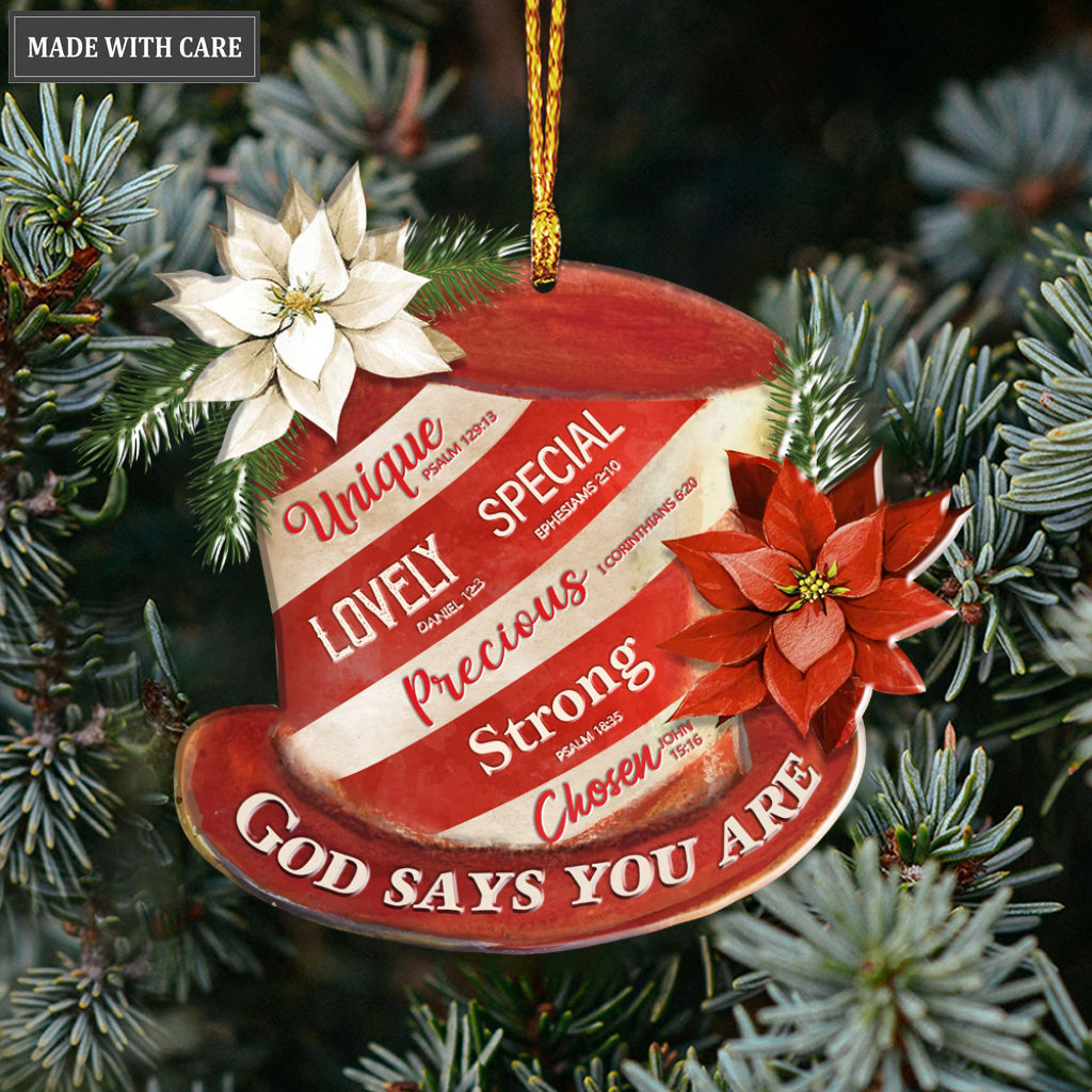 Red And White Snowman Hat God Says You Are Ornament