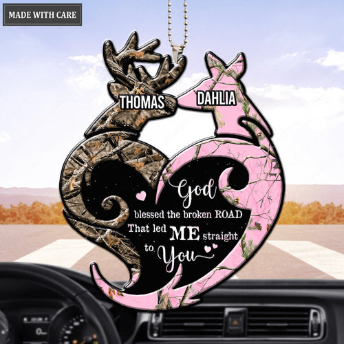Buck And Doe Tribal Heart God Blessed Personalized Ornament