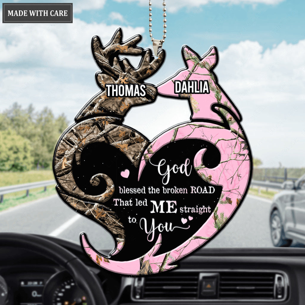 Buck And Doe Tribal Heart God Blessed Personalized Ornament
