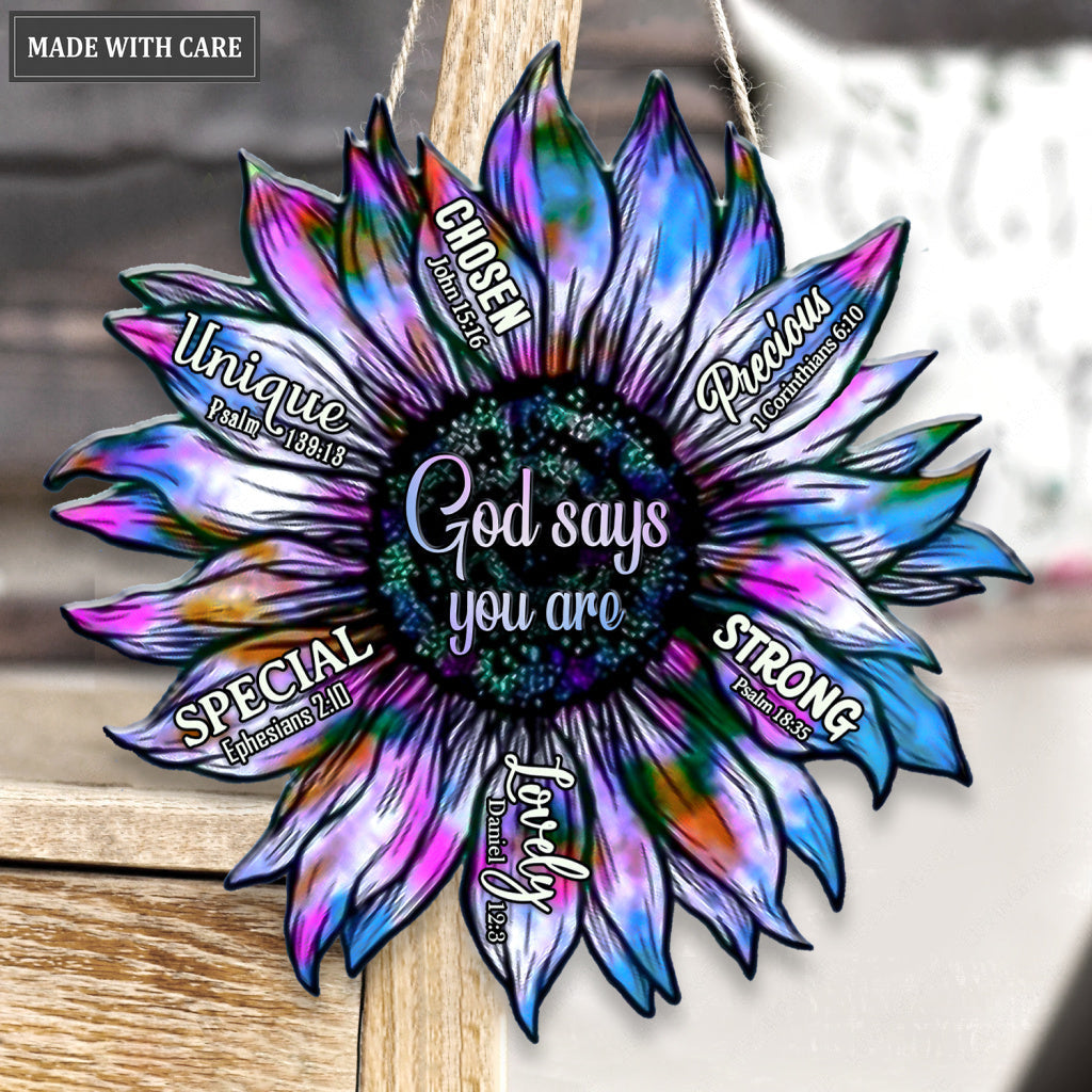 Sunflower Silhouette God Says You Are Heteromorphic Wood Sign