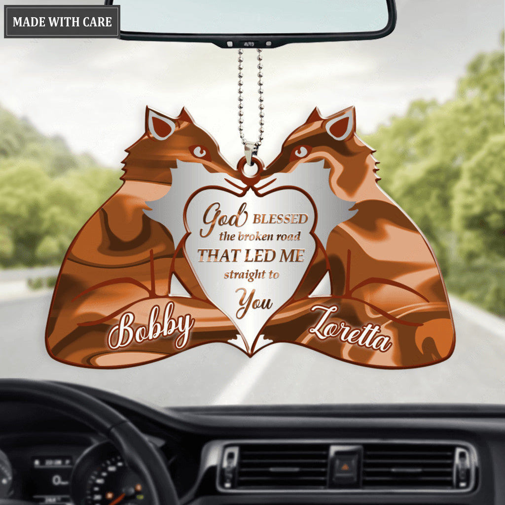 Foxy Love God Blessed Personalized Couple Ornament