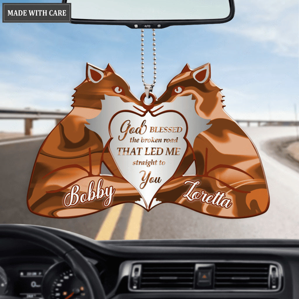 Foxy Love God Blessed Personalized Couple Ornament