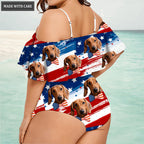 Funny Special USA Flag Pattern Custom Face Photo Bikini Swimsuit