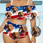 Funny Special USA Flag Pattern Custom Face Photo Bikini Swimsuit