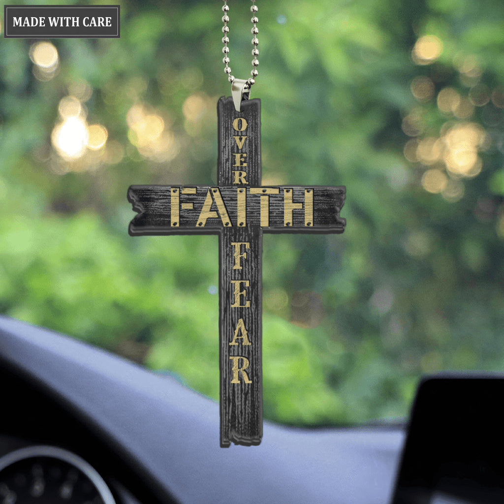 Cross Faith Over Fear Ornament