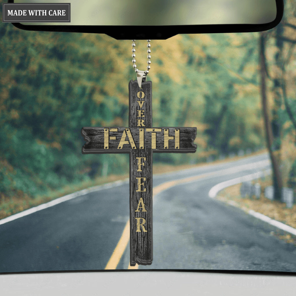 Cross Faith Over Fear Ornament