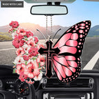 Hibiscus Flower Butterfly Cross Faith Ornament