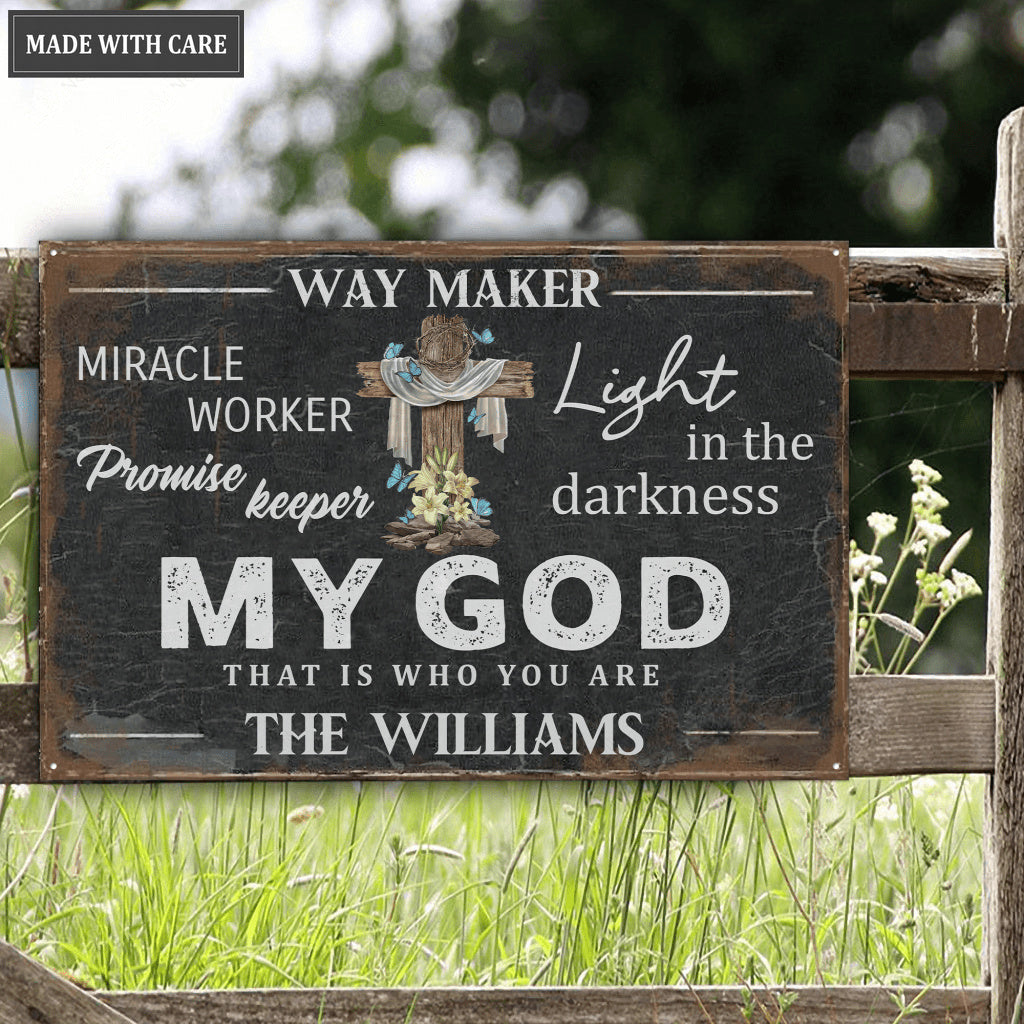 Personalized Flower Way Maker Metal Rectangle Sign