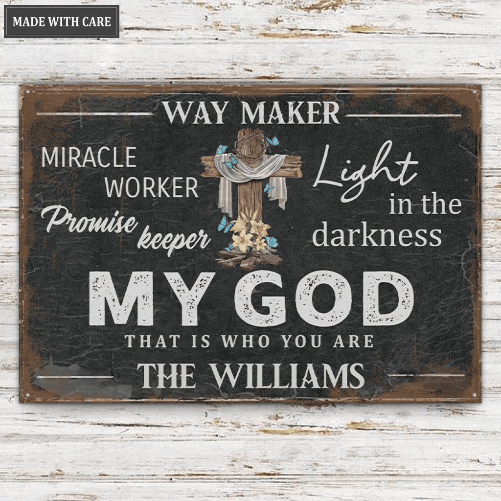 Personalized Flower Way Maker Metal Rectangle Sign