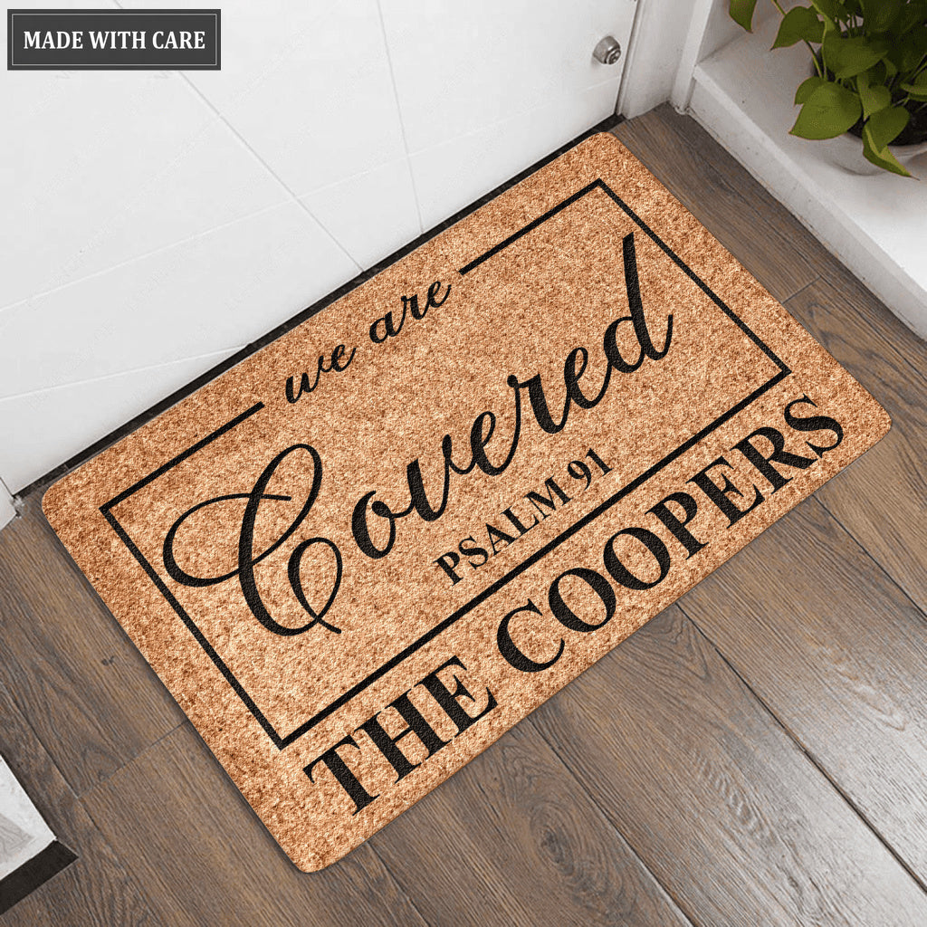 Personalized We Are Covered Psalm 91 Doormat