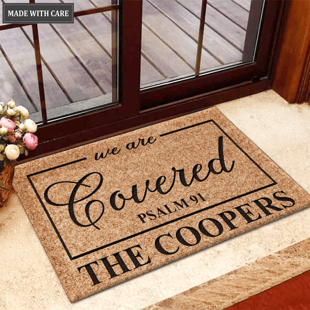 Personalized We Are Covered Psalm 91 Doormat