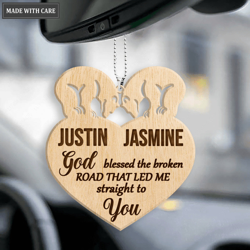Bear Couple God Blessed Personalized Wood Engraved Ornaments