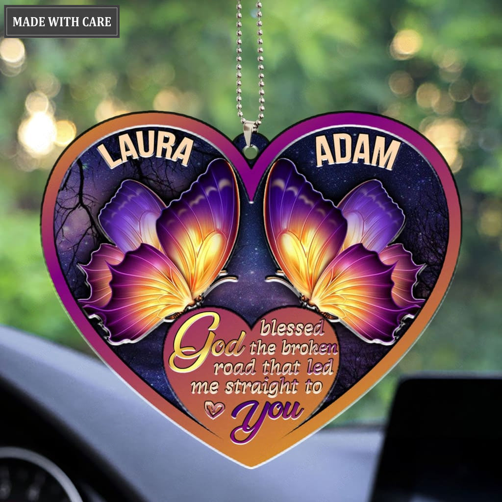 Lunvingrace M14 Butterfly Couple God Blessed Personalized Ornament