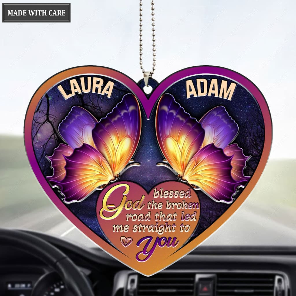 Lunvingrace M14 Butterfly Couple God Blessed Personalized Ornament