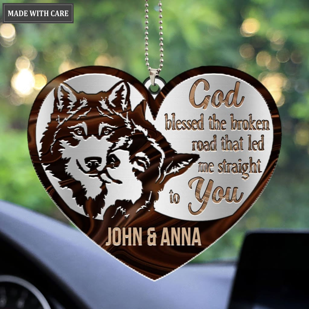 Lunvingrace M15 Wolf Couple God Blessed Personalized Ornament