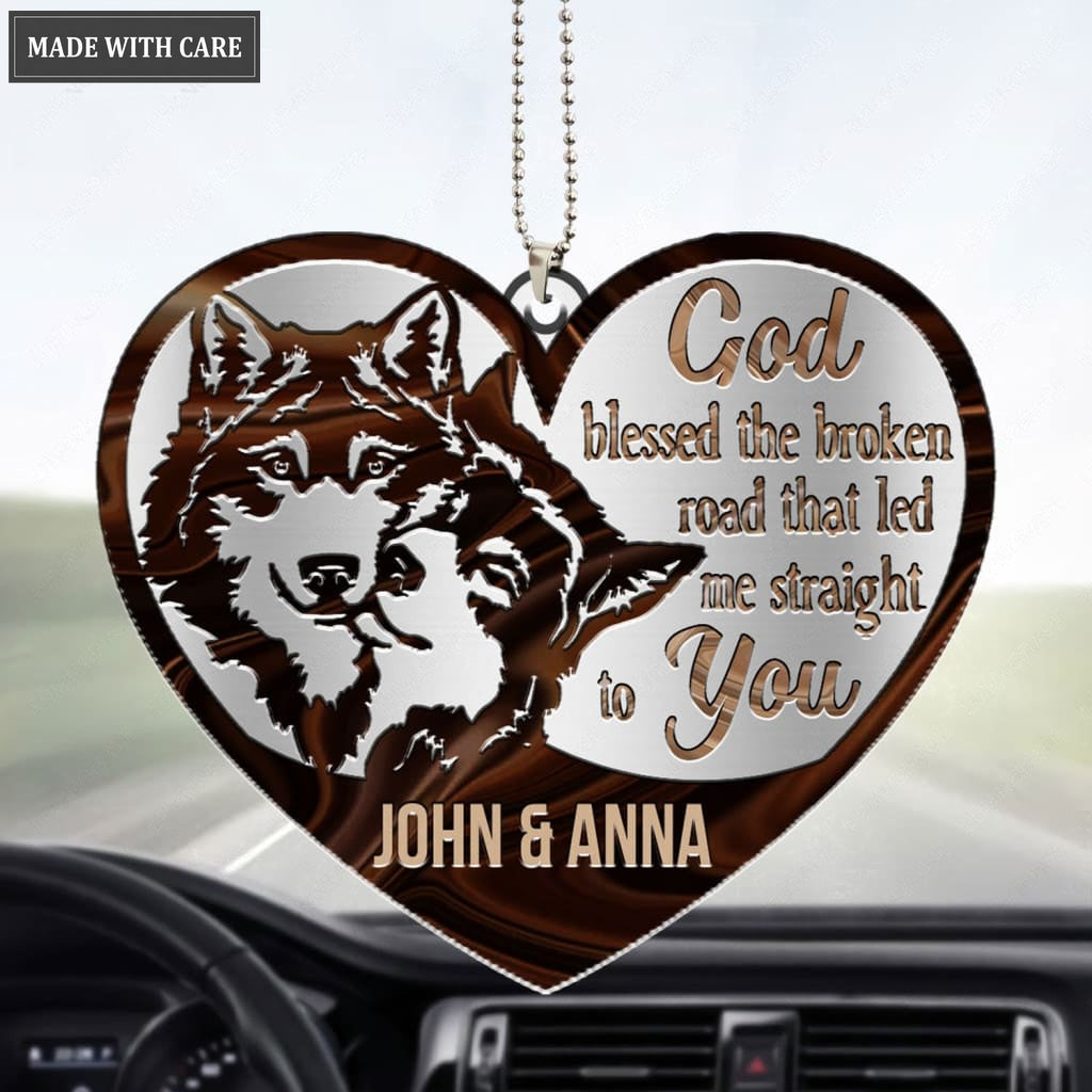 Lunvingrace M15 Wolf Couple God Blessed Personalized Ornament