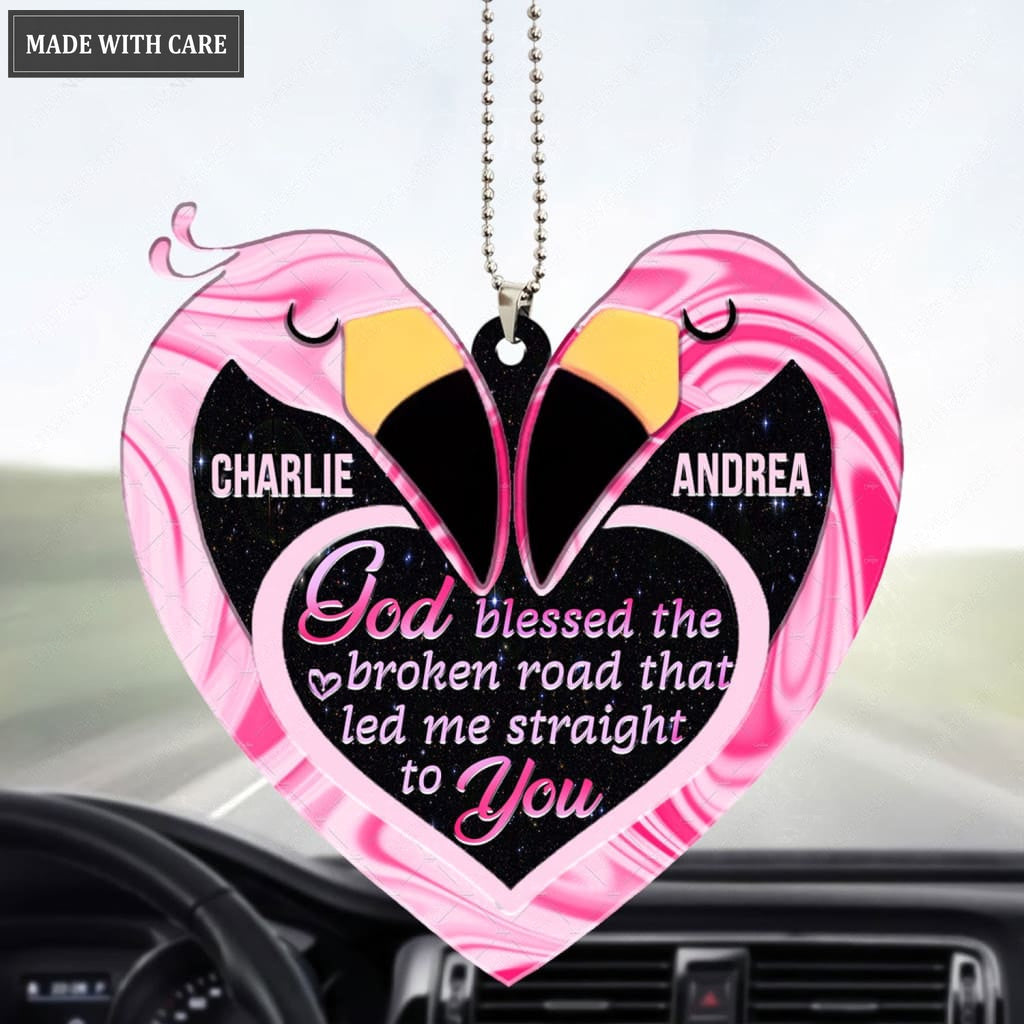 Luvingrace M17 Flamingo Couple God Blessed Personalized Ornament