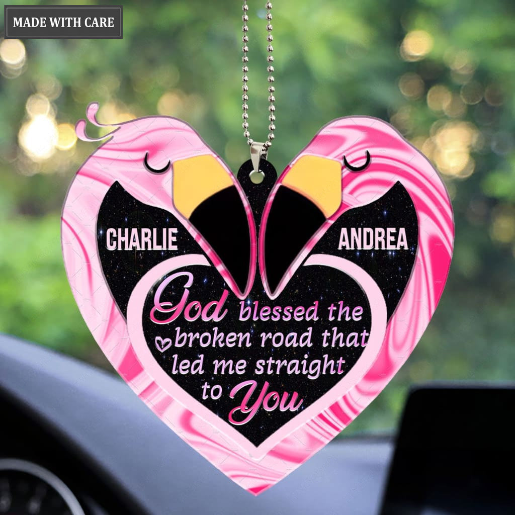 Luvingrace M17 Flamingo Couple God Blessed Personalized Ornament
