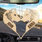 Wolf Couple Heart Personalized Wood Engraved Ornaments