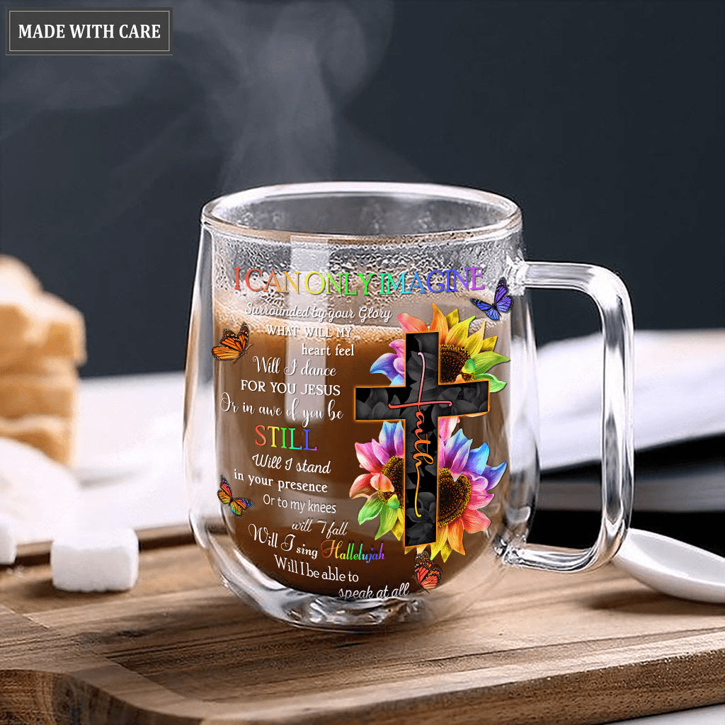 Rainbow FLower Cross By Glory Doubled-Wall Glass Mug