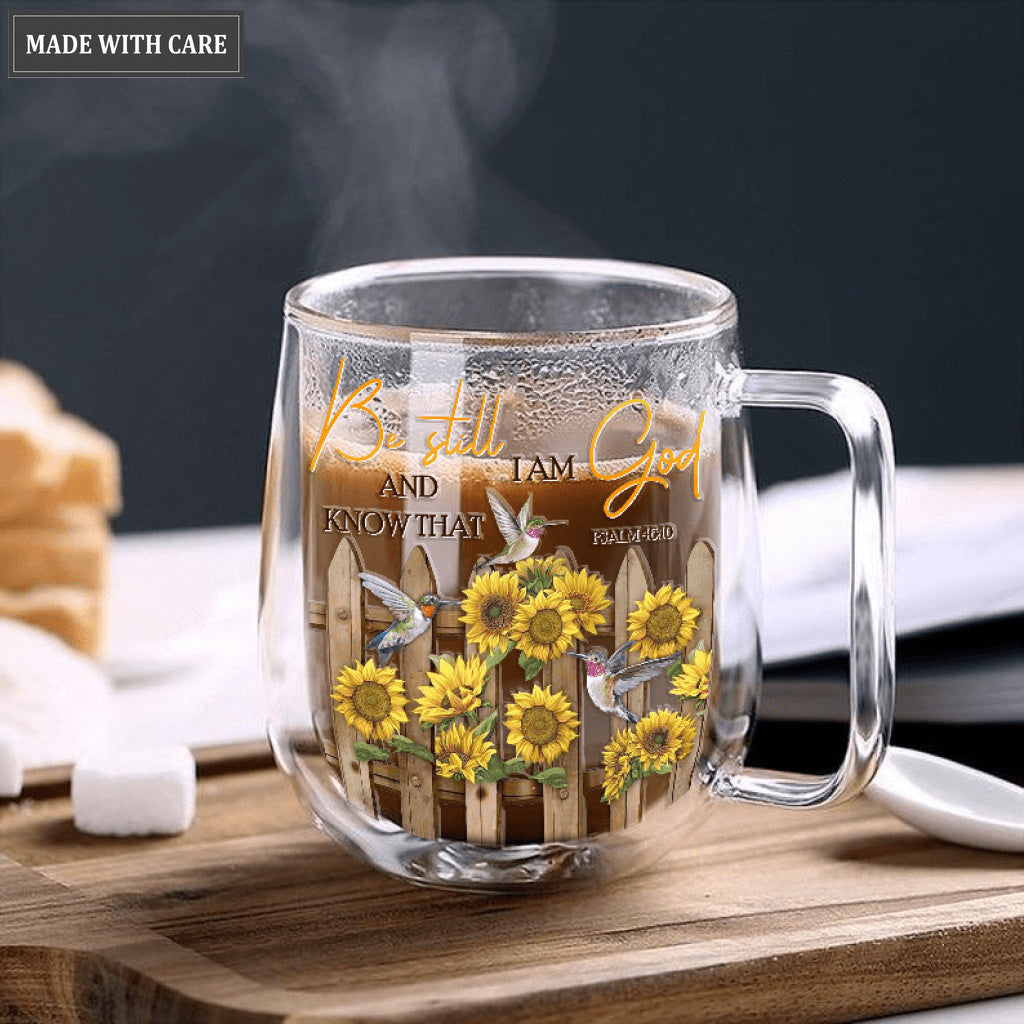 Sunflower Fence Be Still And Know Doubled-Wall Glass Mug