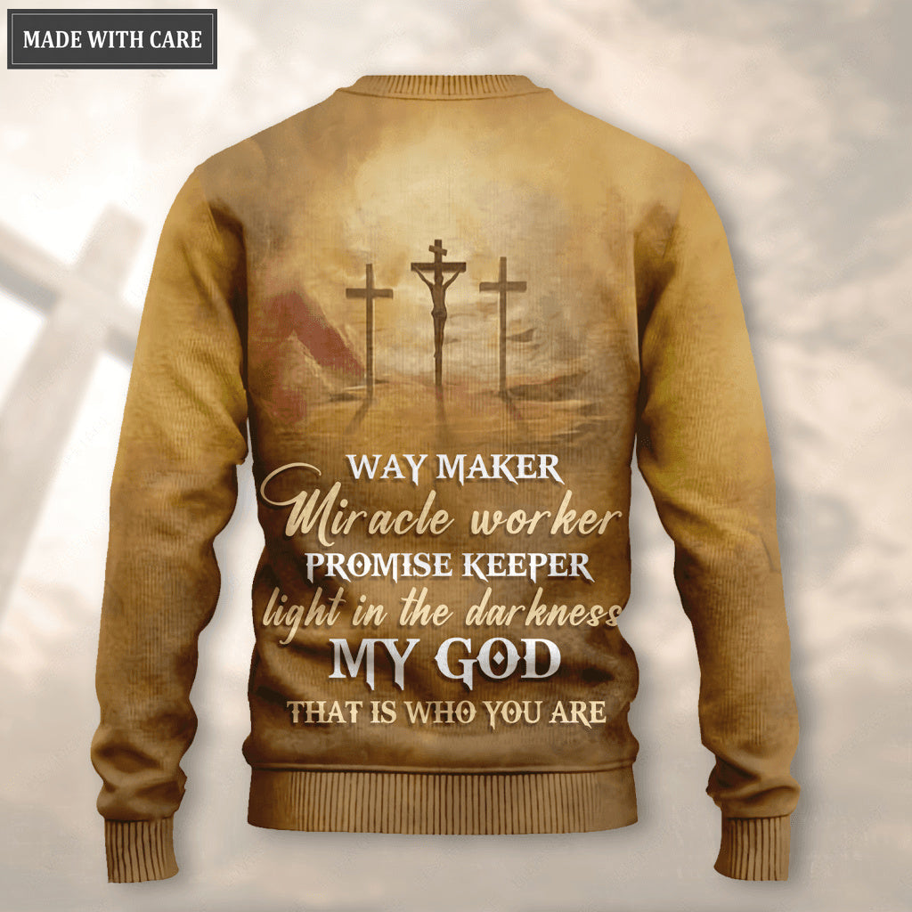 Cross Jesus Way Maker Miracle Worker Wool Sweatshirt