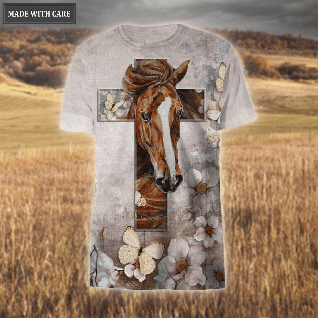 Elegant Flower Butterfly Horse Cross Way Maker Miracle Worker Hoodie
