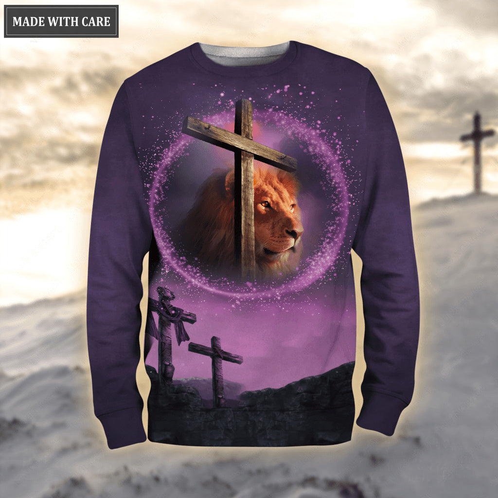 Purple Cross Lion Let Your Faith Be Bigger Than Your Fear Hoodie