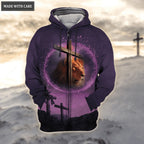 Purple Cross Lion Let Your Faith Be Bigger Than Your Fear Hoodie