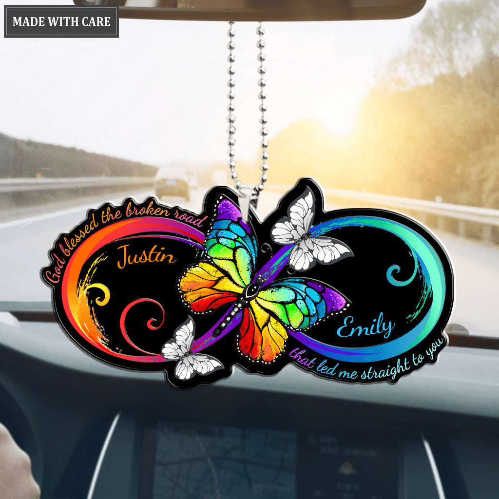 Bright Infinity With Rainbow Butterfly God Blessed Ornament