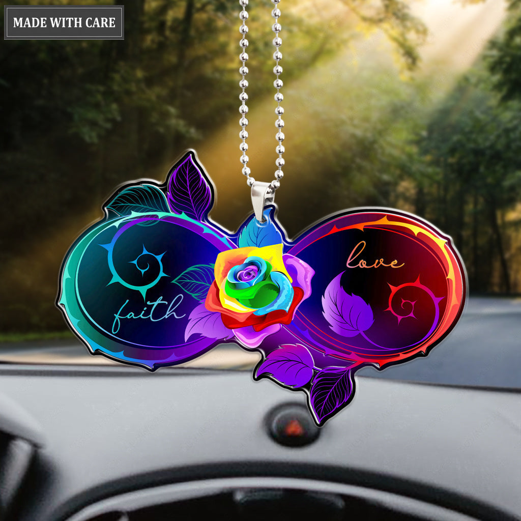 Infinity Rainbow Rose Ornament