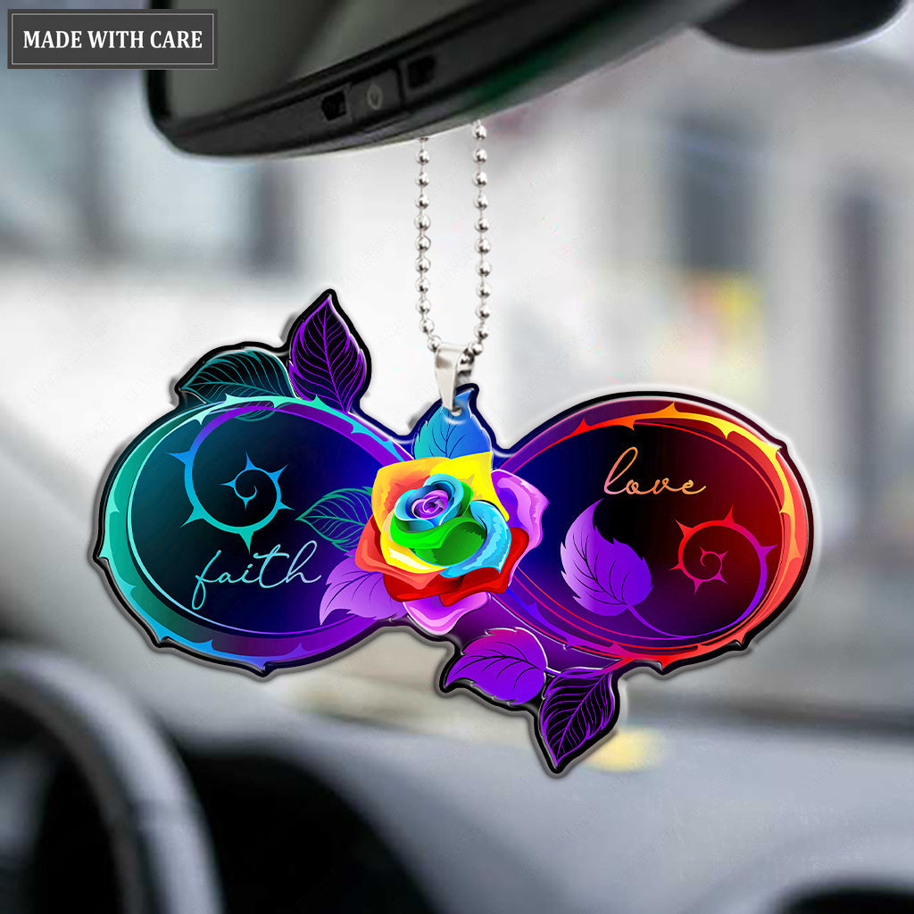 Infinity Rainbow Rose Ornament