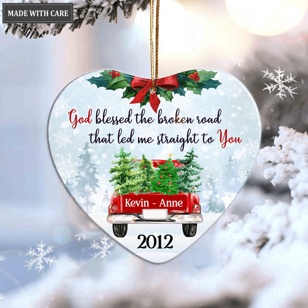 Personalized Couple God Blessed Heart Ornament