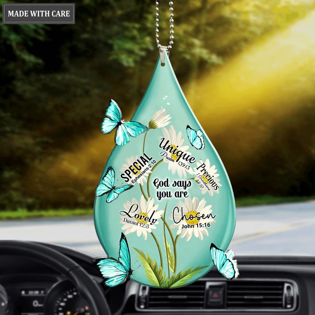 Daisies And Blue Butterflies God Says You Are Ornament