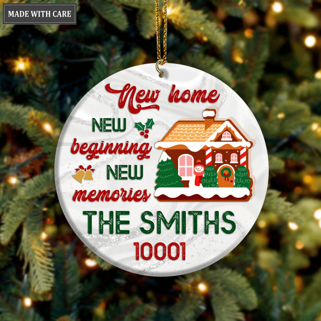 Christmas Cookie House New Home New Beginning Family Name And Zip Code Personalized Ornament